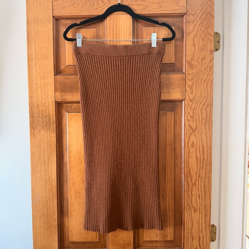 In Loom Cinnamon Ribbed Pencil Skirt